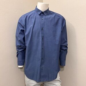 Calvin Klein Men’s Dress Shirt Blue Size Large 16-16.5 Button Front Long Sleeve